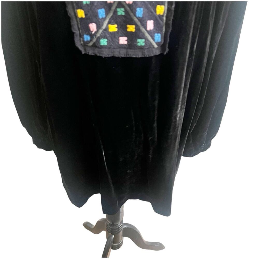 Zara Woman Embroidered Velvet Tunic Kaftan Size Large Black Bohemian Long Sleeve - Picture 4 of 9